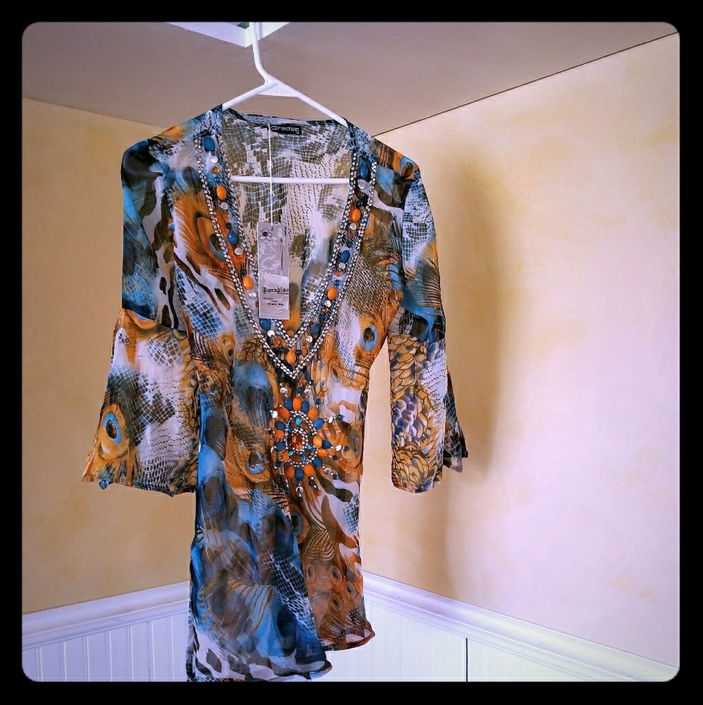 Jeweled swim cover up